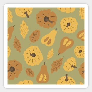 Hand drawn autumn oak leaves, pumpkins seamless pattern Sticker